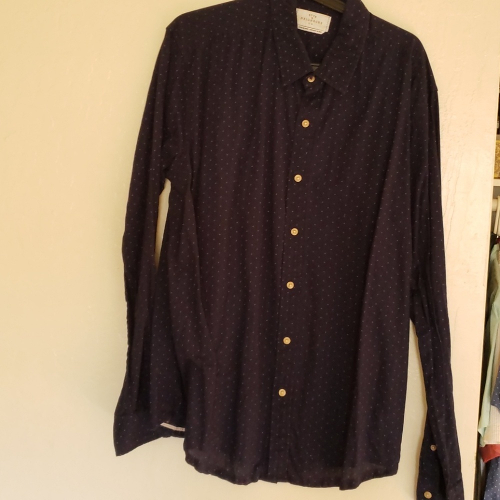 Dark blue dotted button down